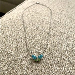 Butterfly crystal pendant with silver chain